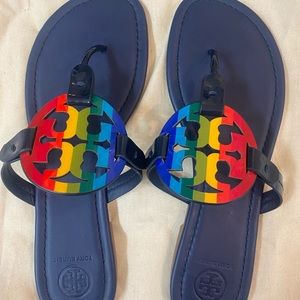 Brand new rainbow Tory Burch sandals - never worn